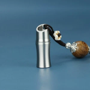 EDC Keychain Bamboo Style Waterproof Box Pendant Pill Outdoor Storage Container - Picture 1 of 16