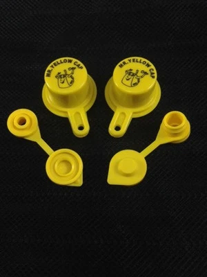 2X BLITZ Yellow Spout Caps for gas can spouts, with TWO Tri-Sure Vents!! - Image 1 of 4