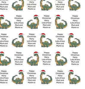 Dino Dinosaur christmas personalised Christmas gift wrapping paper - Picture 1 of 2