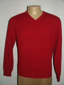 NEW WT JOS A BANK V-NECK SWEATER SIZE M 100% CASHMERE RED SOLID #535 - Picture 1 of 4