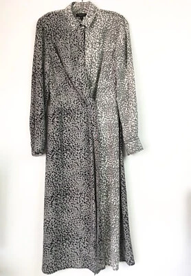 Rag and Bone Womens XS Karen Dress Silk Midi Wrap Gray Black Spot - Image 1 of 4
