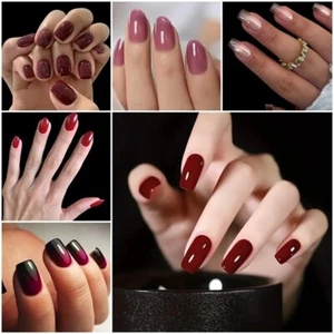 24 Stück Künstliche Fingernägel Press On rot rosa farbig mit Feile & Kleber - Bild 1 von 13