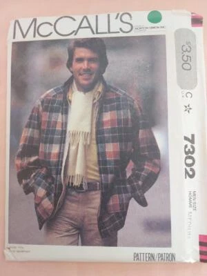 McCall's 7302 Vintage Men's Jacket with detachable lining Pattern Size 38-40 - Image 1 of 2