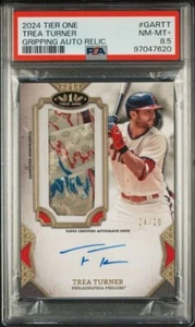 2024 Topps Tier One Trea Turner Gripping Auto Relic #'d/10 SSP PSA 8.5 NM-MT+ - Picture 1 of 2