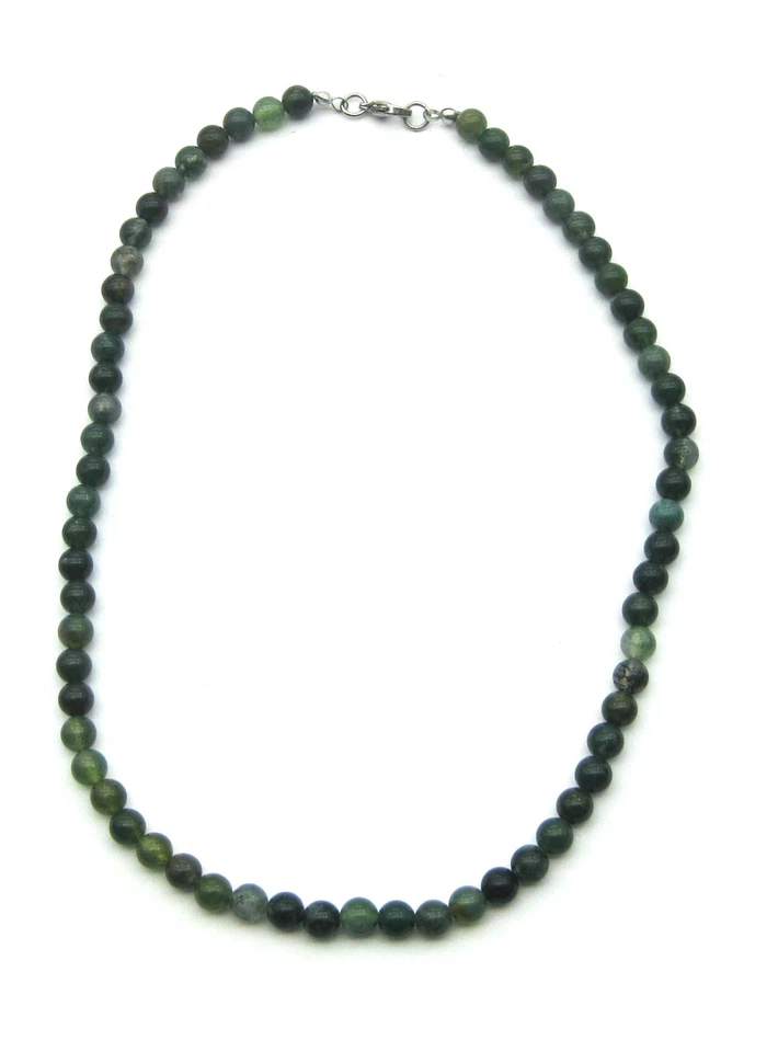 Kugel-Kette Moosachat grün (Chalcedon) 6 mm 45 cm lang - Bild 1 von 1