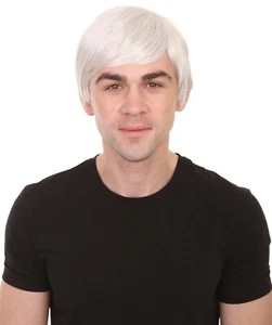 Short Boy Band Wig | White Cosplay Halloween Wig HM-359 - Picture 1 of 10