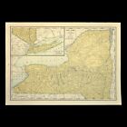 Vintage NEW YORK Map Wall Art State Old Original Finger Lakes Rochester