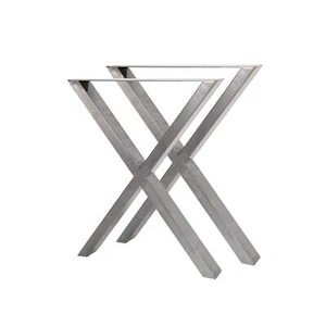 Jeu de 2 Pieds de table en acier brut vernis format X, Pieds de table métal 6... - Afbeelding 1 van 6