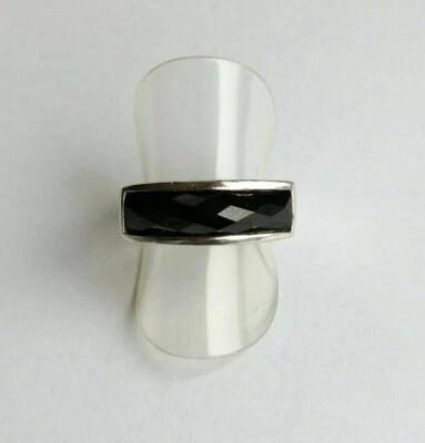 Ring massiv mit schwarzem Spinell Silber 925 Größe 16,5 mm / 53 (1822) - Bild 1 von 4