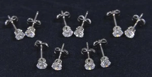 (5) Pairs of 4mm Round CZ Stud Hypoallergenic Surgical Steel Earrings in USA - Picture 1 of 5