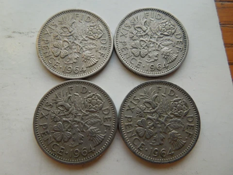 1964 6 Pence Wedding Coin, Great Britain Good Luck Coin, Sixpence Cover