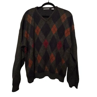 Suéter Argyle Vintage XXLG Mezcla de Lana Cuello en V Grandpacore Academia Preppy Italia Foto 1 de 4