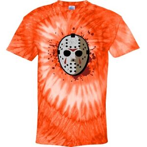 Jason Voorhees Mask Black Or Orange Swirl T Shirt Halloween Costume Tie Dye
