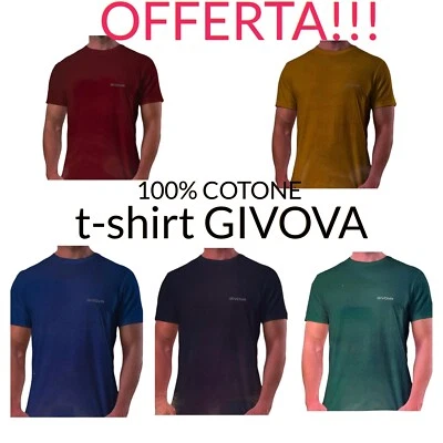 3 T-SHIRT UOMO GIVOVA COTONE MAGLIA MAGLIETTE COLORATE SPORT LAVORO PALESTRA