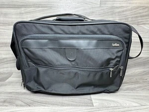 HARTMANN BLACK NYLON & LEATHER EXPANDABLE BRIEFCASE W/STRAP & ID TAG - Afbeelding 1 van 10