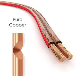 Pure Copper Stereo Audio Speaker Wire Cable 2x2.5mm² 30m Hifi Speakers OFC Red
