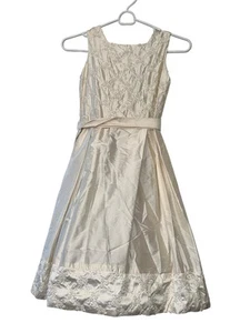 Susanne Lively Designs Dress Girls Size 7 100% Silk Ivory Pearl Beaded Dress - Picture 1 of 5