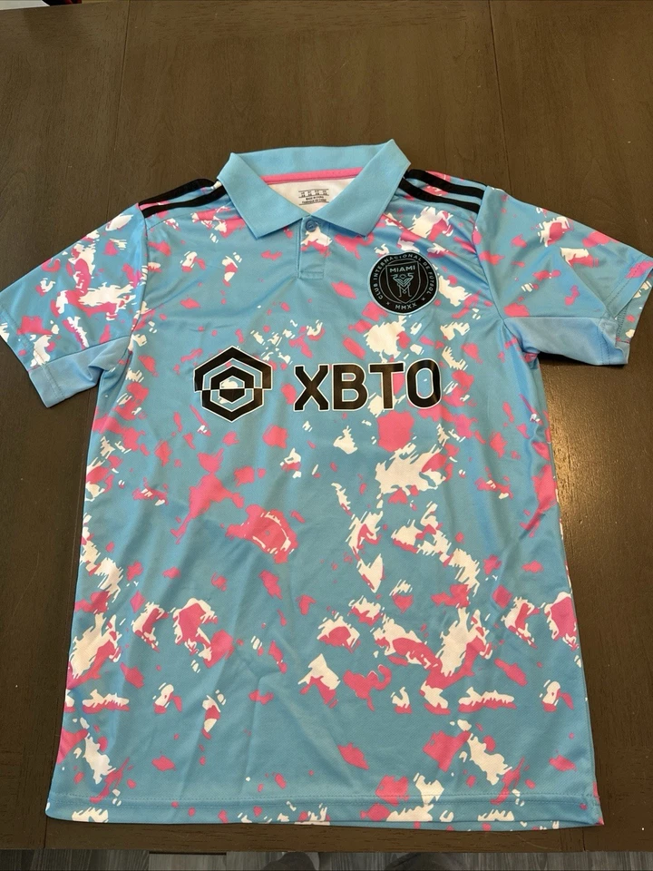 Camiseta de visitante Inter Miami CF Messi #10 azul rosa patrón Adidas talla para hombre ES Foto 1 de 4