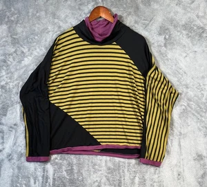 Top LISA BAYNE para mujer XXL amarillo a rayas bloques de color suave elástico artístico maduro - Imagen 1 de 8
