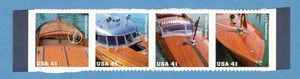 Sc # 4160-4163 ~ Tira de 4 ~ 41¢ Emisión de lanchas rápidas de caoba vintage - Imagen 1 de 1