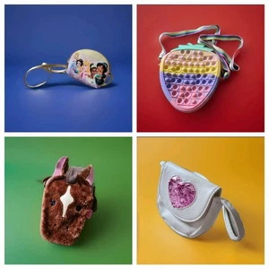 Kindertaschen Set x4 Disney Prinzessin Pop It Erdbeere Pferd Herz Glitzer Tasche - Bild 1 von 17