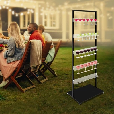 5-tier Mobile Detachable Champagne Display Holder Shelf Wine Glass Stemware Rack - Image 1 of 4
