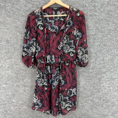 Vestido Bebop Mujer S Pequeño Rojo Funda Geométrica Midi Cuello en V Borlas Manga 3/4 Foto 1 de 4