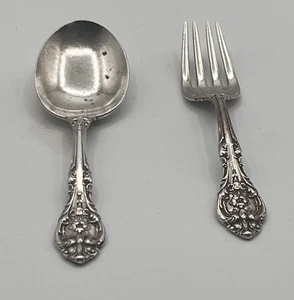 Juego bebé King Edward Gorham plata esterlina 2 piezas 1936 sin monos 4 1/2" infantil - Imagen 1 de 9