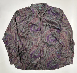 Lauren Ralph Lauren LRL Womens 3XL Colorful Paisley Cotton Button Up Shirt Top - Picture 1 of 4