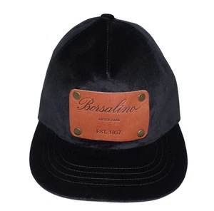 £350 BORSALINO RARA GRANDE (ELÁSTICA) TERCIOPELO NEGRO GORRA DE BÉISBOL CUERO ITALIA - Imagen 1 de 19