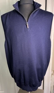 Fairway and Green men’s navy lined wool golf vest quarter zip Large - Picture 1 of 6