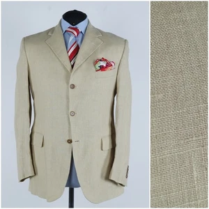 Giacca cappotto sportivo uomo italiano estivo blazer 40R UK ANDREA SILARDI beige lino - Foto 1 di 14