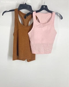 Lululemon Womens Pink Brown Sleeveless Pullover Tank Top Size 8 Lot Of 2 - Picture 1 of 7