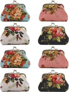 Münzgeldbörsen mit Blumenschnalle 8 Stück süß rosa klein Vintage Etui Kiss-Lock Kleingeld... - Bild 1 von 8
