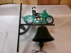 Motorcycle Cast Iron Wall Mount Dinner Bell - Picture 1 of 4