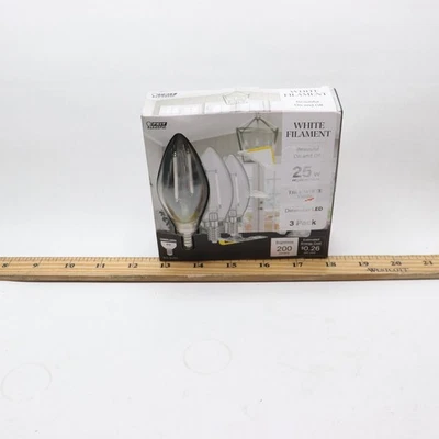 (3-Pk) Feit Electric B10 E12 Candelabra Dim Filament Chandelier LED Light Bulb - Image 1 of 4