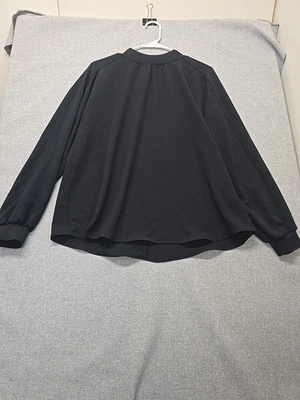 Alfani Top Blouse Womens Size Medium Black Mock Neck Zip Back Office Work  - Image 1 of 4