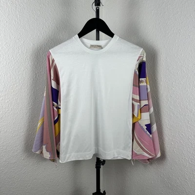 Women's Emilio Pucci Top Silk/Coton Split Sleeve Design Size S Made in Italy - Bild 1 von 4