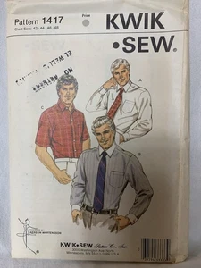 VTG 1985 Kwik Sew Pattern 1417 Mens Fitted Shirt/ Chest Sizes 42-44-46-48 - Picture 1 of 3