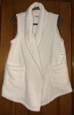 Chico's NWT  Zenergy Cozy Plush Open Vest Ecru Size 0 (Sm) Orig.  $89.50 - Image 1 of 4