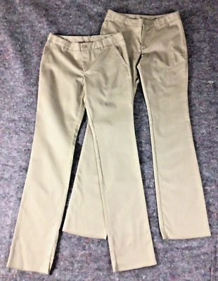 Lands End Girls Size 14 Chino School Uniform Dress Pants Tan Khaki Unhemmed - Image 1 of 4