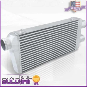 TWIN TURBO FROUNT MOUNT INTERCOOLER 32X12X30 DUAL 2 IN/1 OUT ALUMINUM UNIVERSAL - Picture 1 of 4