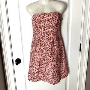 Trio New York Dress Women’s 6 Red Floral Strapless Lined Mini - Picture 1 of 10
