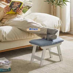Small Footstool Chair Stool Rectangle Footrest Padded Rest Seat Pouffe Wood Legs - Picture 1 of 4