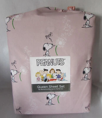 Juego de sábanas Berkshire Peanuts Snoopy Make A Wish Poof diente de león rosa reina Foto 1 de 4
