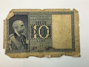 1935 Italy 10 Lire Vittorio Emanuele III P25a Banknote SPC528 - Picture 1 of 2