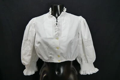 Gr.42 Dirndlbluse weiß Bluse für Dirndl Baumwolle mit Spitze Stickerei B10751 - Bild 1 von 4