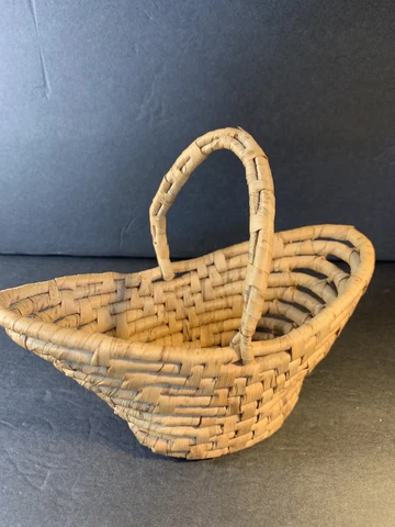Vintage Miniature Basket~Handled~Hand Woven~Collection~Display~Boho~Adorable~6” Cover