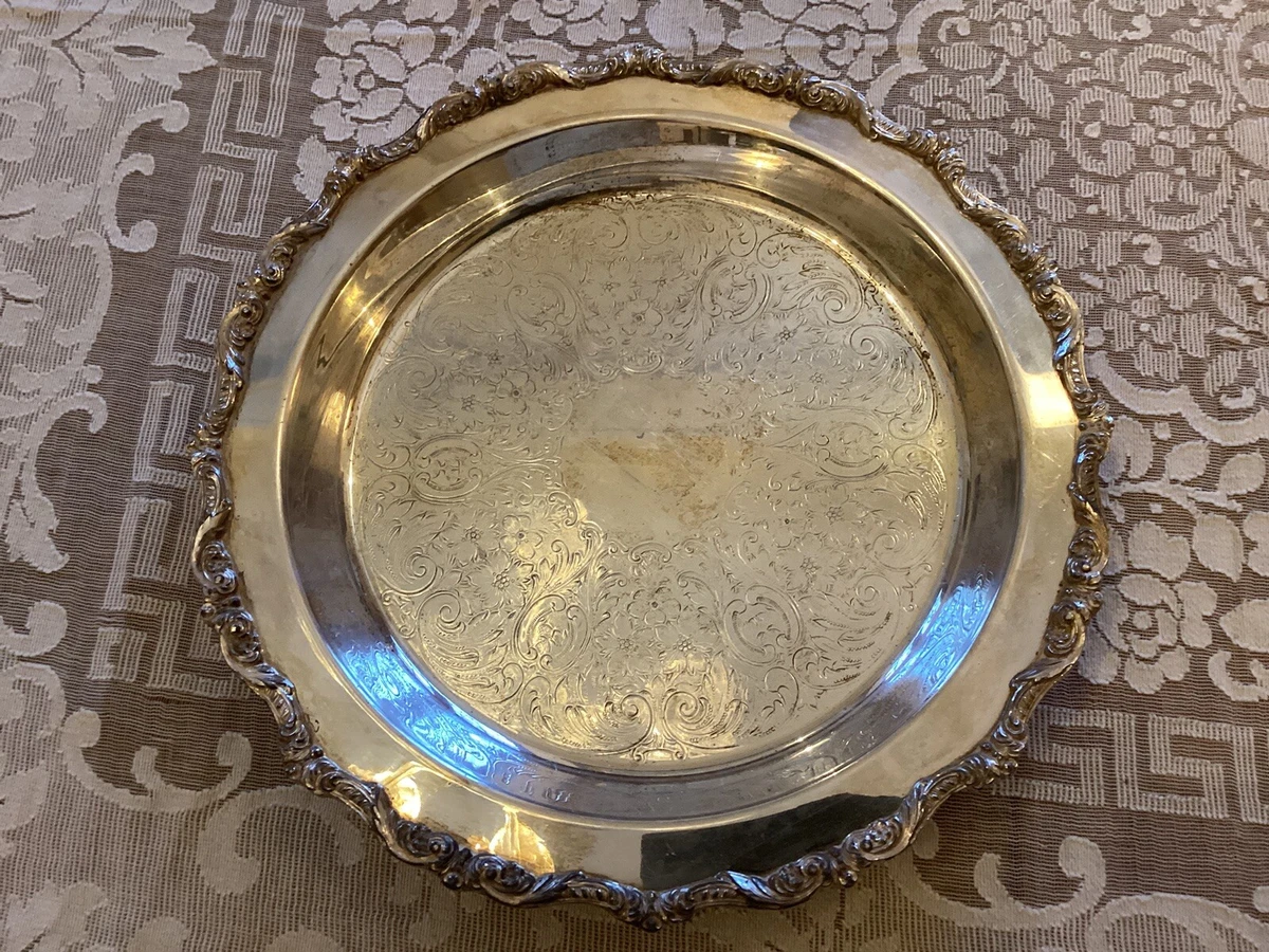 English Silver Tray In Antique Us Silver-Plated Platters & Trays