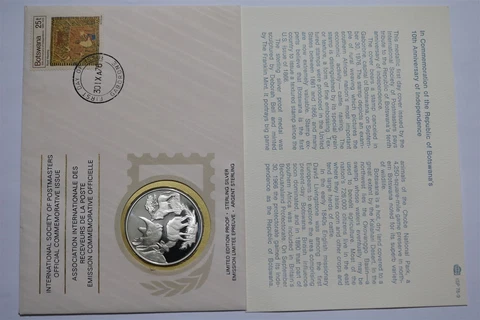 🧭 🇧🇼 BOTSWANA STERLING SILVER MEDAL POTMASTERS ASSOC. B52 #9 Cover